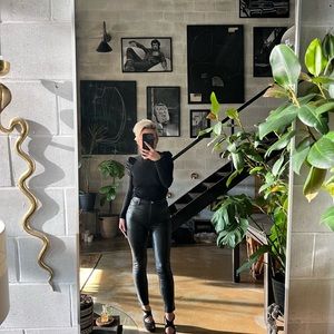 Wilfred black vegan leather skinny trousers